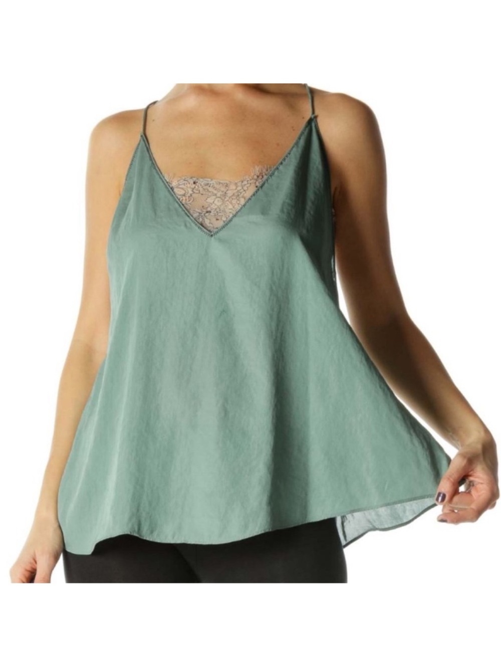 *NWT* Intimately Free People Deep V Lace Bandeau Inlet Tank Top Sage Green